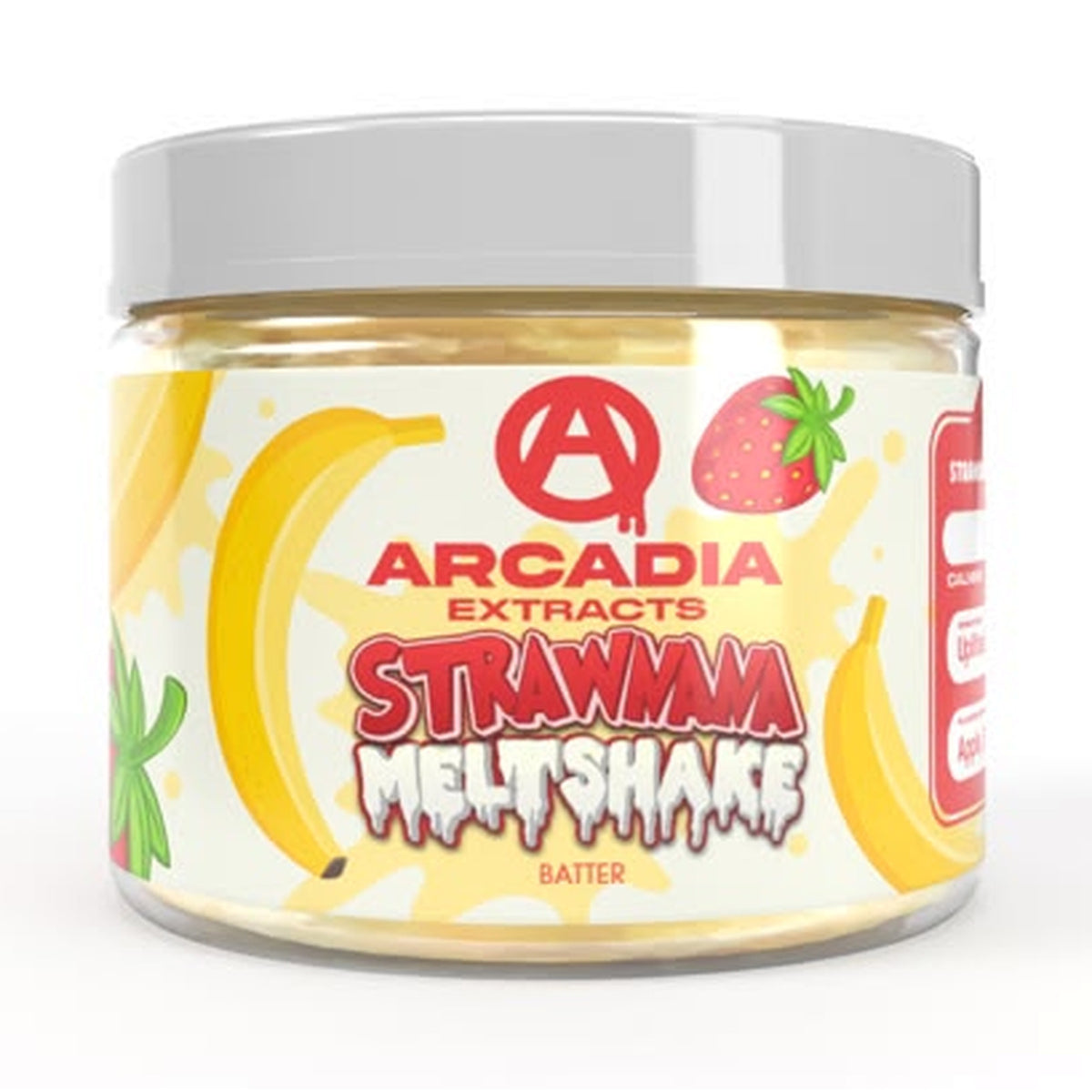Arcadia THCA Live Resin Badder · Strawnana Meltshake jar