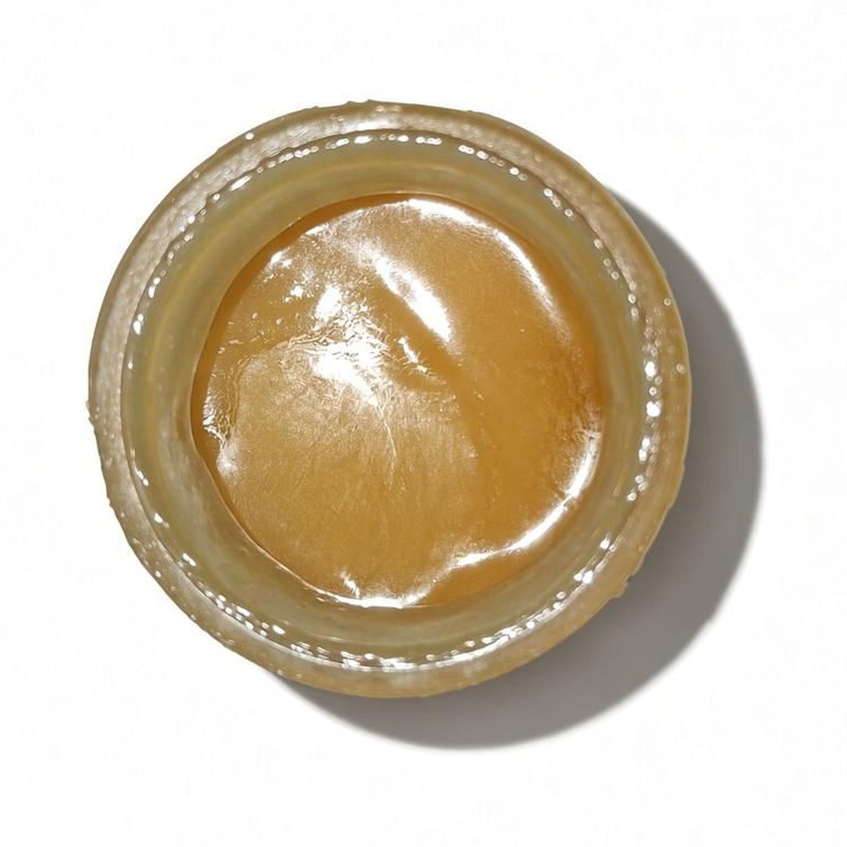 Arcadia THCA Live Resin Badder · Strawnana Meltshake open jar top view