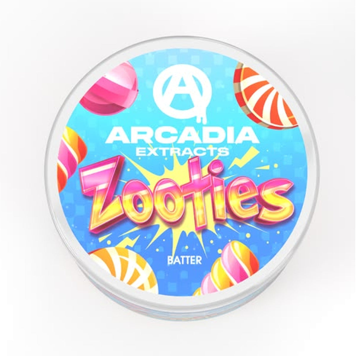Arcadia THCA Live Resin Badder · Zooties lid