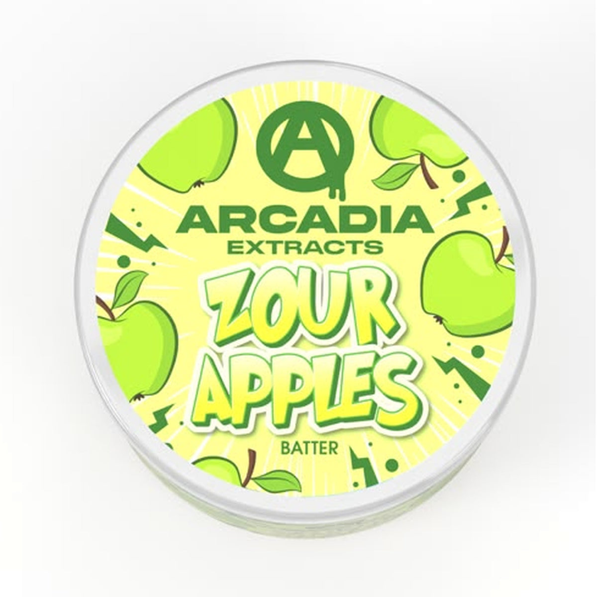 Arcadia THCA Live Resin Badder · Zour Apples lid