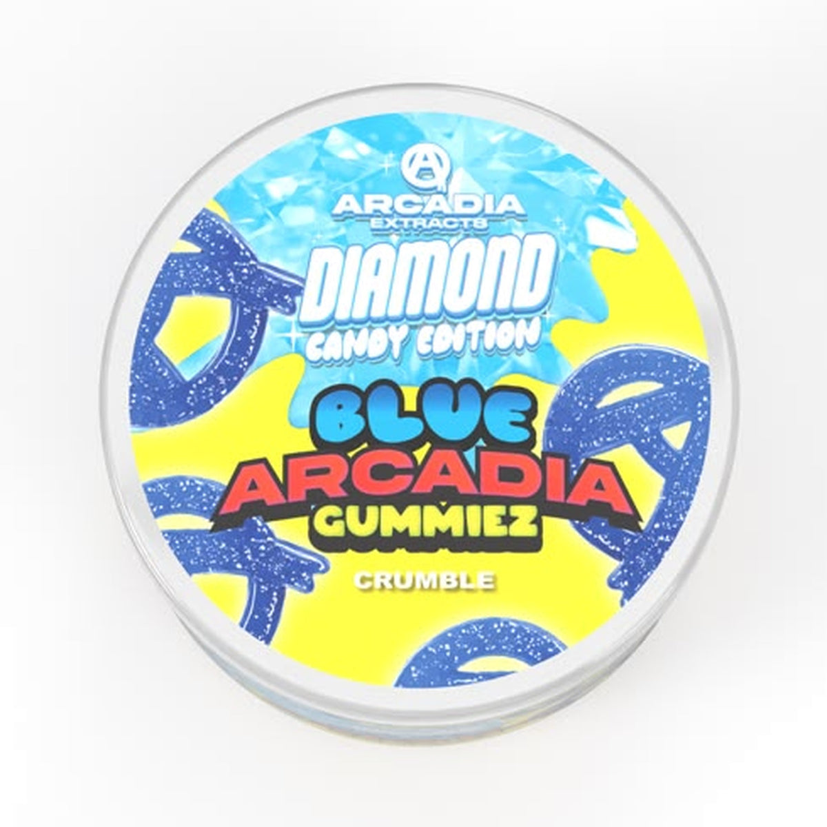 Arcadia THCA Live Resin Diamonds · Blue Arcadia Gummiez lid