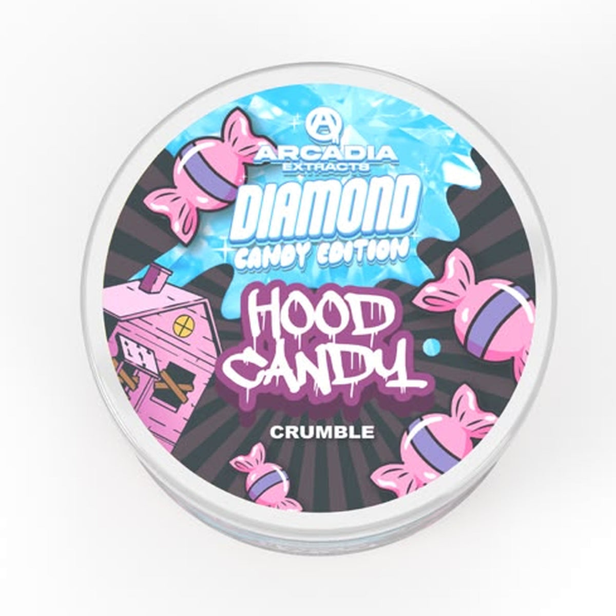 Arcadia THCA Live Resin Diamonds · Hood Candy lid