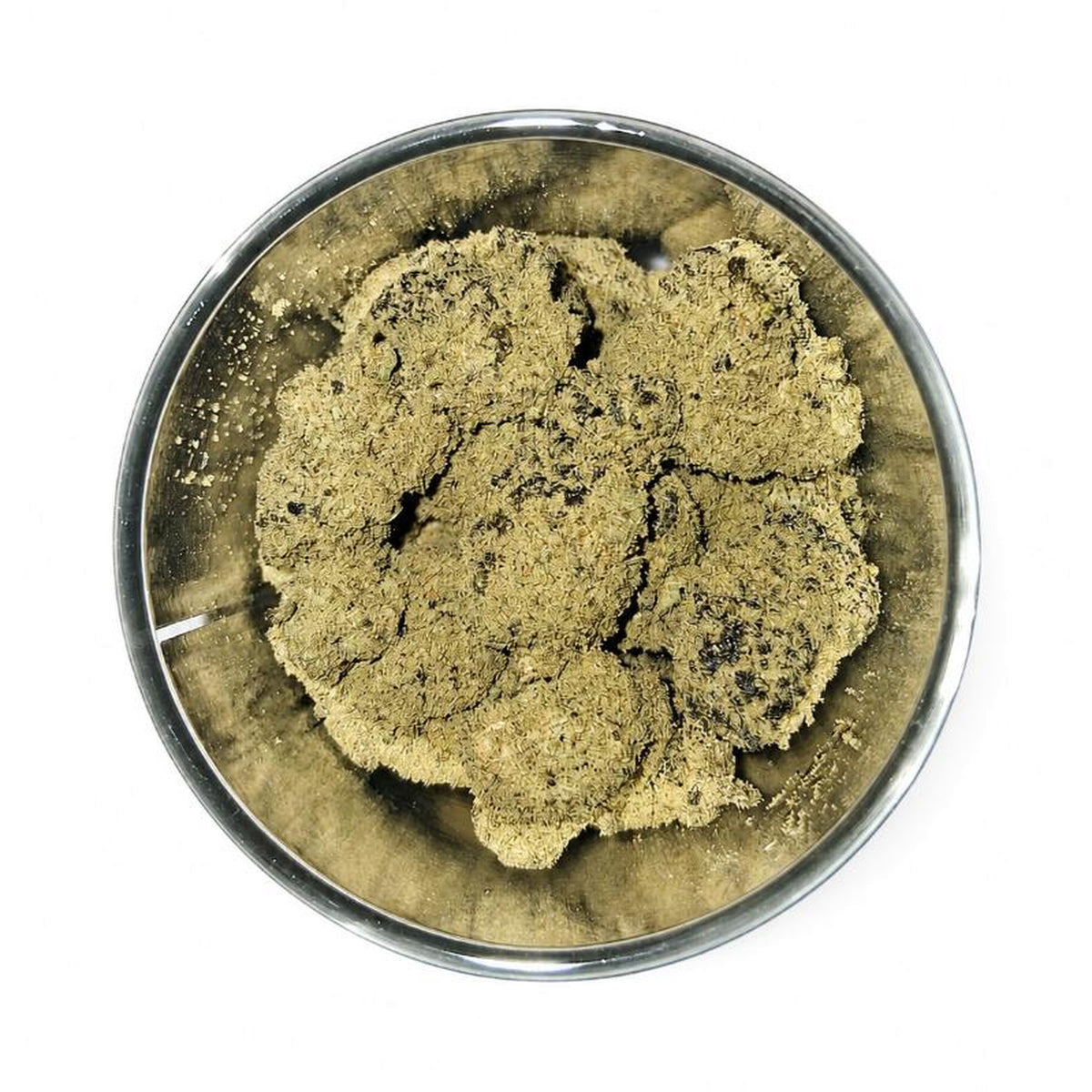 Arcadia THCA Moonrocks · Strawberry Swirl open jar top view