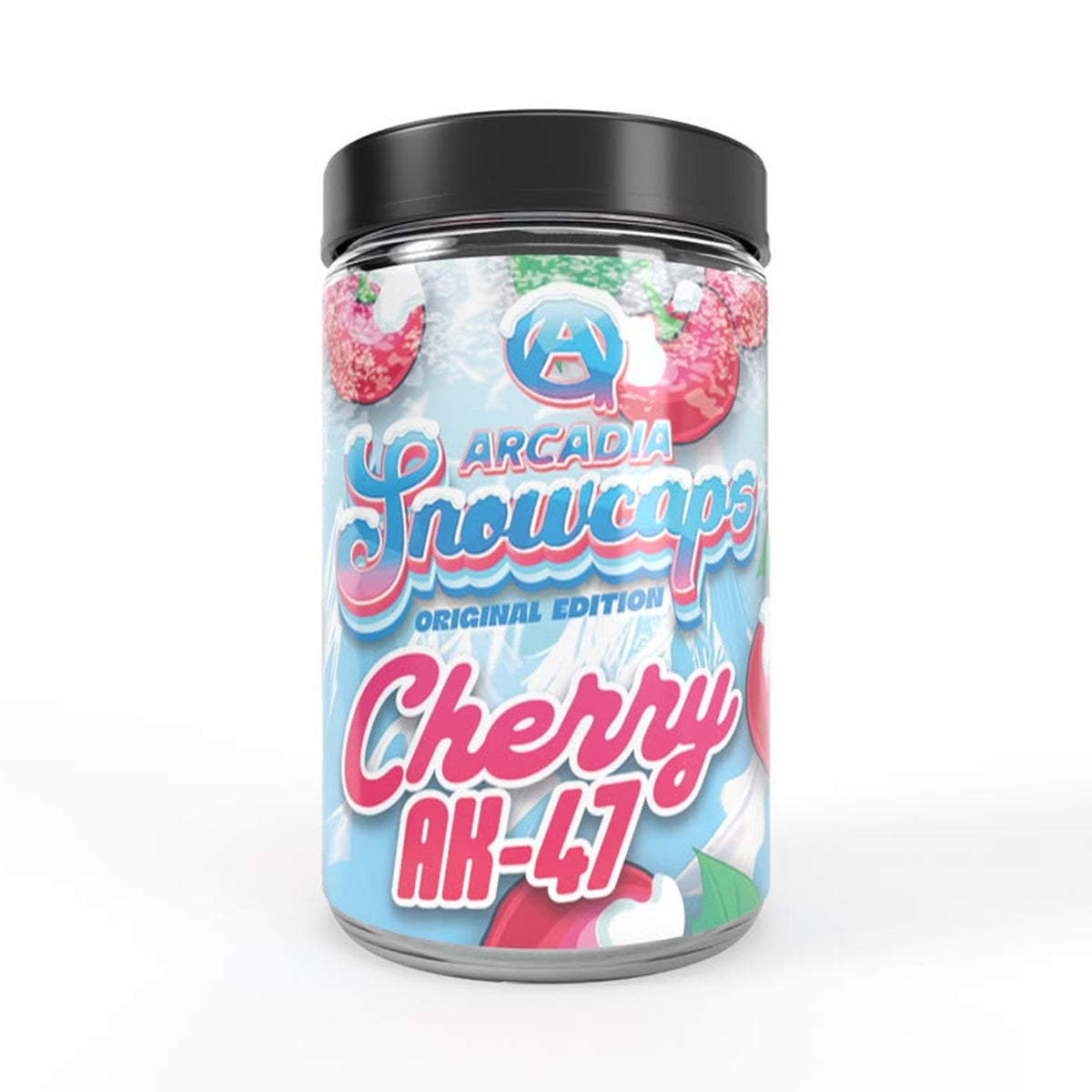 Arcadia THCA Snowcaps · Cherry AK-47 jar