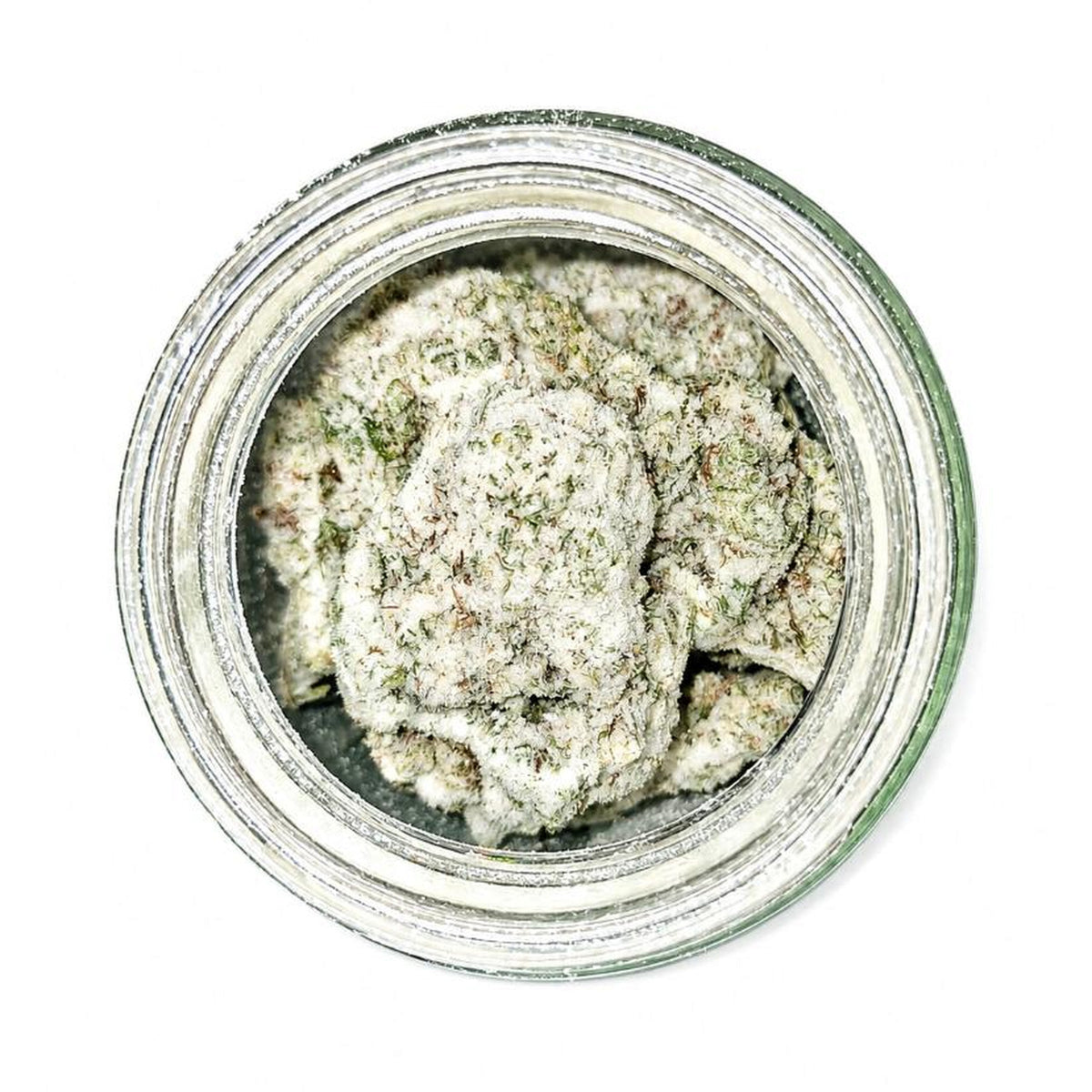 Arcadia THCA Snowcaps · High Octane open jar top view