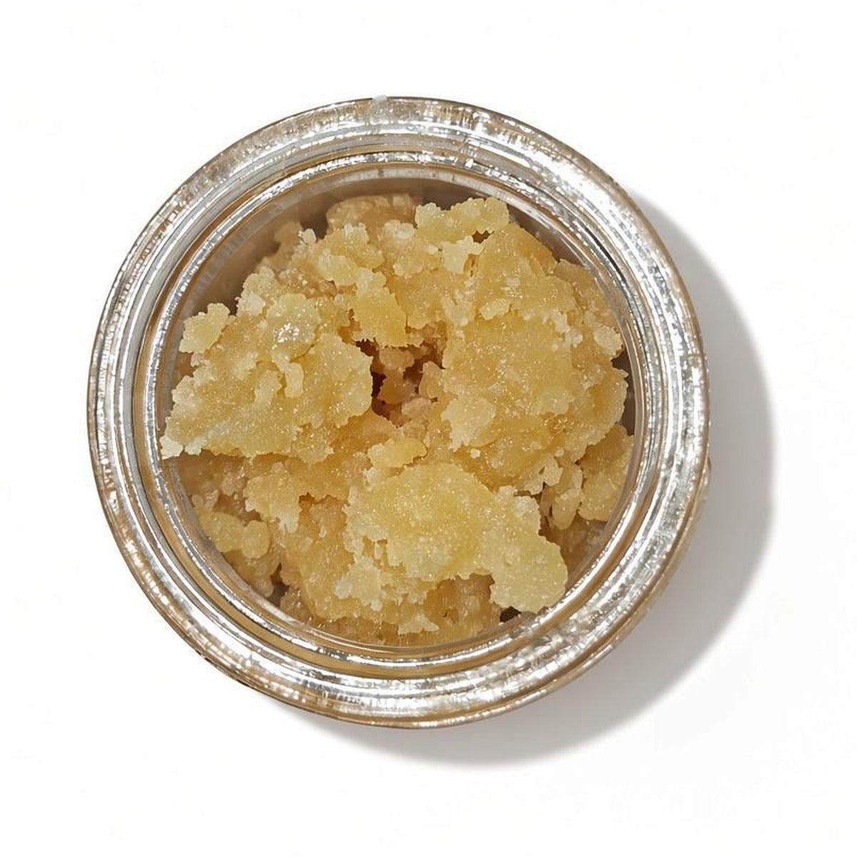 Arcadia THCA Live Resin Sugar · Moroccan Peaches open jar top view