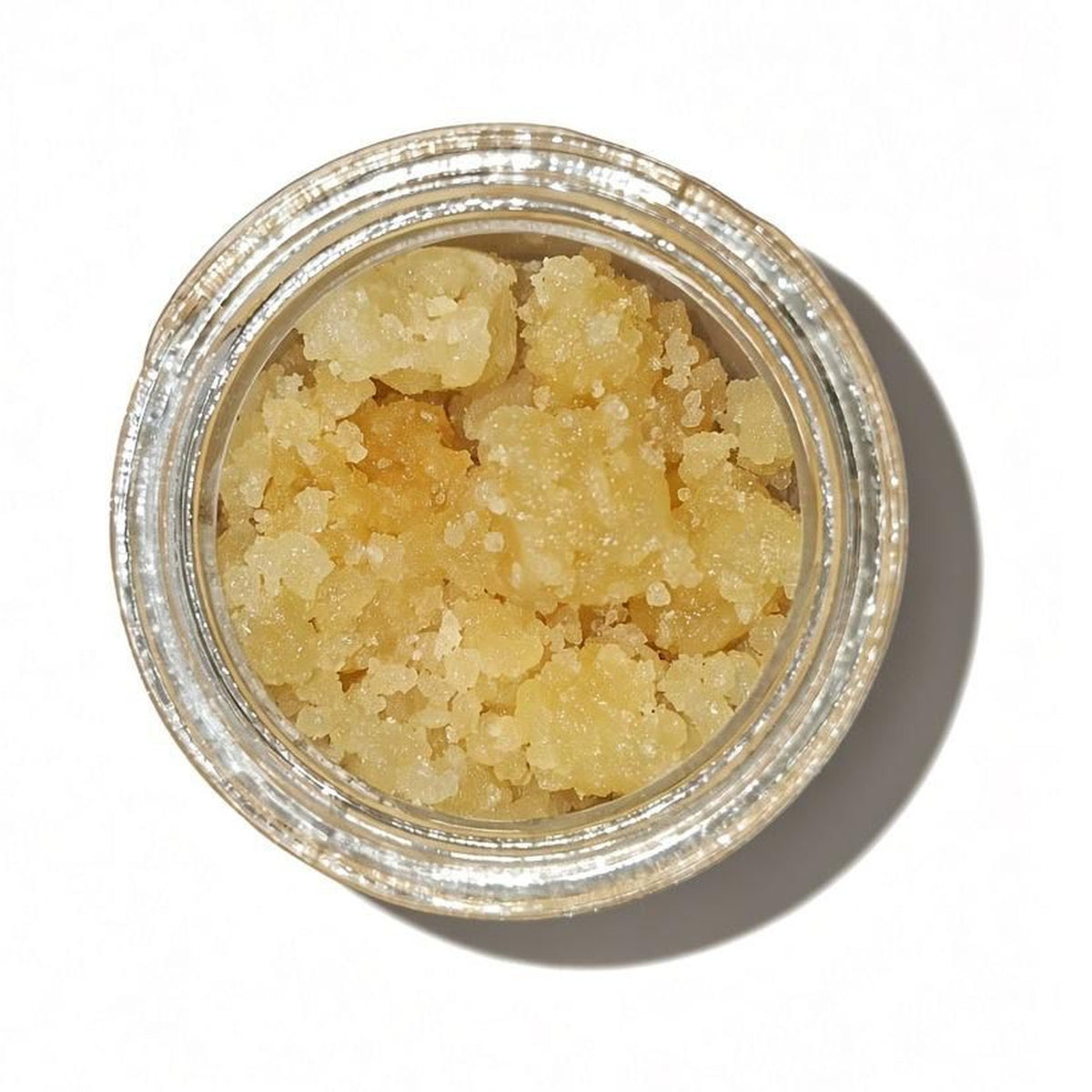 Arcadia THCA Live Resin Sugar · Permanent Marker open jar top view