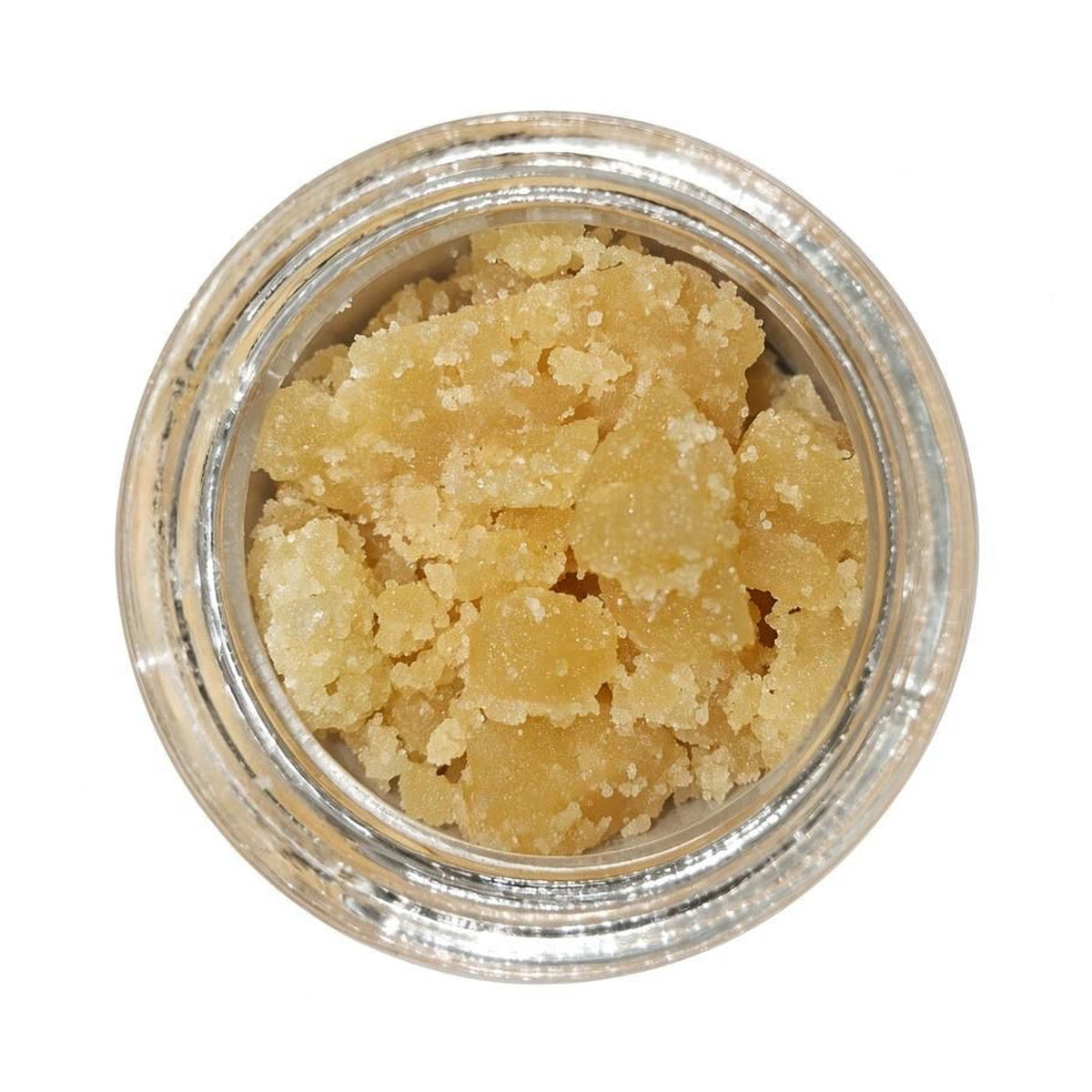 Arcadia THCA Live Resin Sugar · Pink Rozay open jar top view